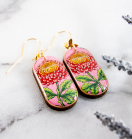 PINK CHRYTSANTHEMUM FLOWER EARRINGS