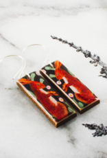 VINTAGE BROWN RABBIT RECTANGLE EARRINGS