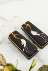 VINTAGE CRANE RECTANGLE EARRINGS