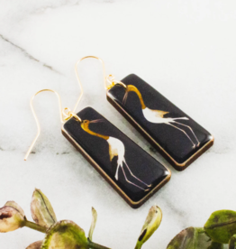 VINTAGE CRANE RECTANGLE EARRINGS