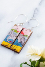 VINTAGE JAPANESE CRANE RECTANGLE EARRINGS
