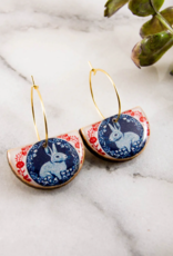 VINTAGE RED&BLUE RABBIT DROP EARRINGS