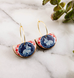 VINTAGE RED&BLUE RABBIT DROP EARRINGS