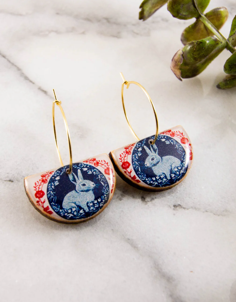 VINTAGE RED&BLUE RABBIT DROP EARRINGS