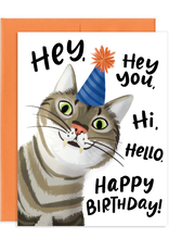 GREY STREET PAPER CAT HELLO BIRTHDAY CC
