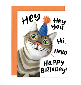 GREY STREET PAPER CAT HELLO BIRTHDAY CC