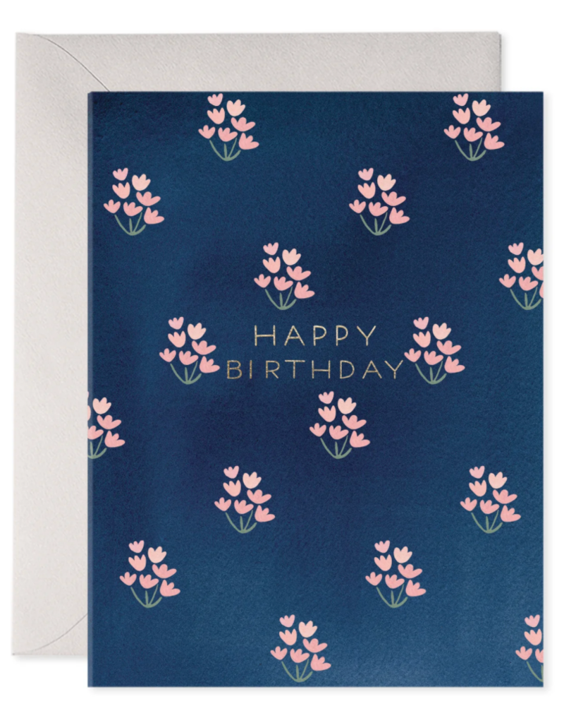 E. FRANCES PAPER DAINTY BLOCK PRINT BLUE BIRTHDAY CARD