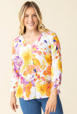 RUSHED SLEEVE V-NECK