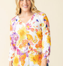 RUSHED SLEEVE V-NECK