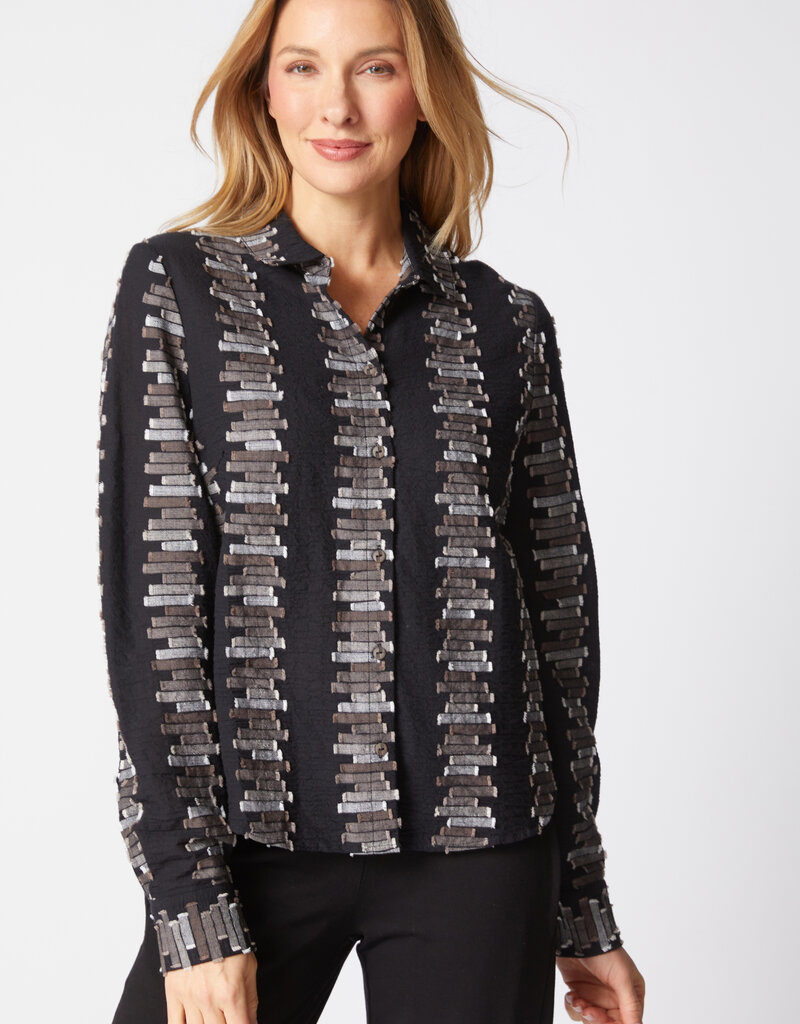 EMBROIDERED COTTON SHAPED HEM SHIRT