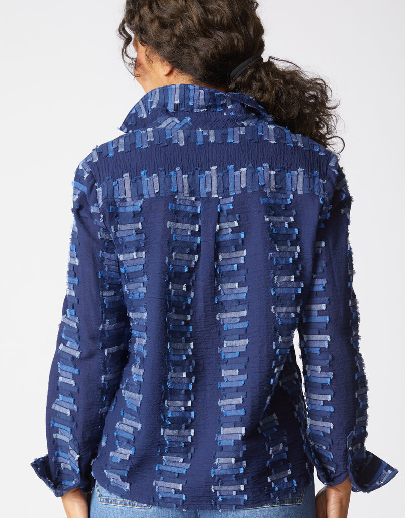 EMBROIDERED COTTON SHAPED HEM SHIRT