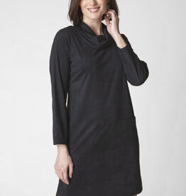 STRETCH FAUX SUEDE EASY POCKET DRESS