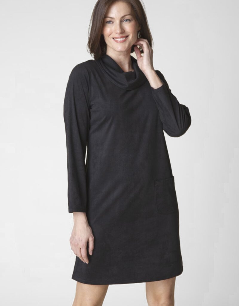 STRETCH FAUX SUEDE EASY POCKET DRESS