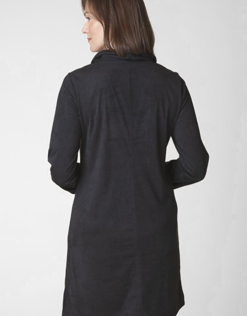 STRETCH FAUX SUEDE EASY POCKET DRESS