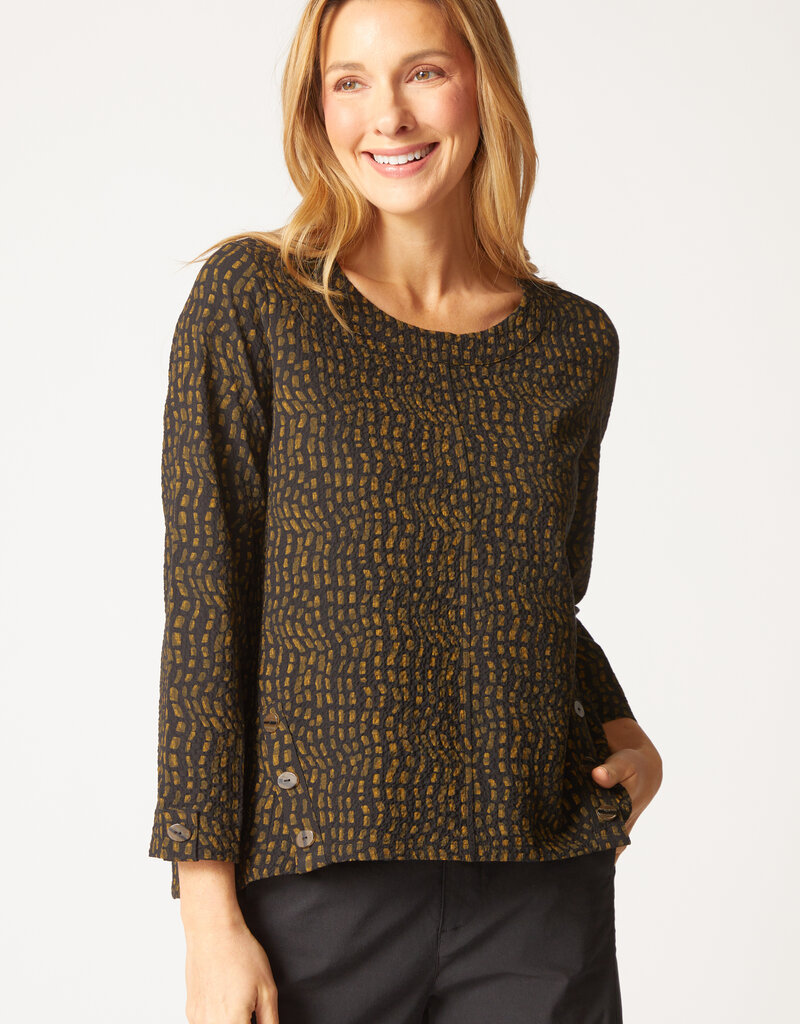 MOSAIC WAVE BUTTON PLACKET PULLOVER