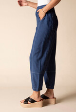 SEAMED LINEN CROPPED PANT