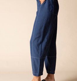 SEAMED LINEN CROPPED PANT