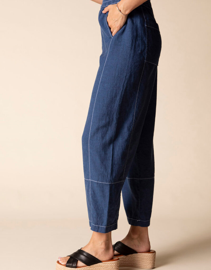 SEAMED LINEN CROPPED PANT