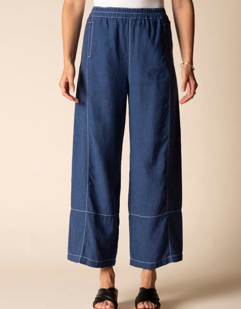 SEAMED LINEN CROPPED PANT