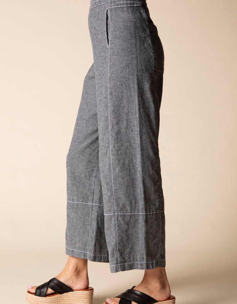 SEAMED LINEN CROPPED PANT