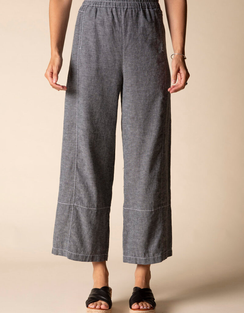 SEAMED LINEN CROPPED PANT