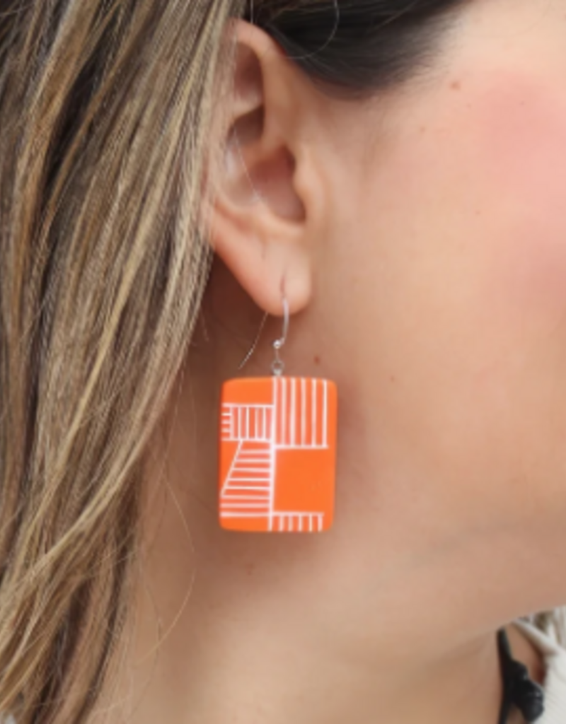 ORANGE GEOVIBE DROP EARRINGS