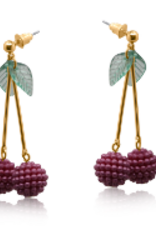 RED LILY BEADED CHERRY EARRINGS