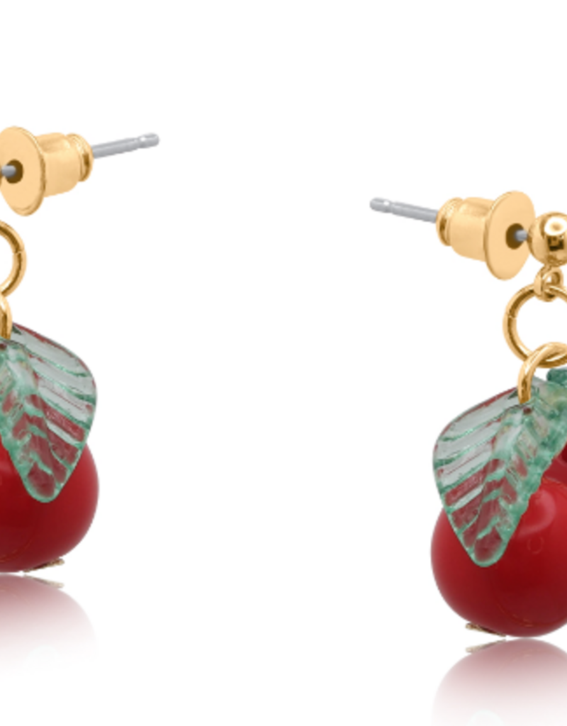 RED HORTENSE SMALL CHERRY EARRINGS