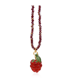 BURGUNDY MALINA RASPBERRY BEADED NECKLACE