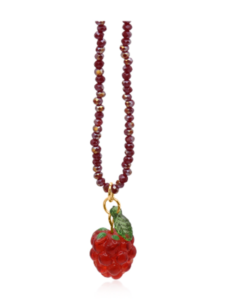 BURGUNDY MALINA RASPBERRY BEADED NECKLACE