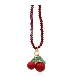 BURGUBDY SMALL CHERRY NECKLACE