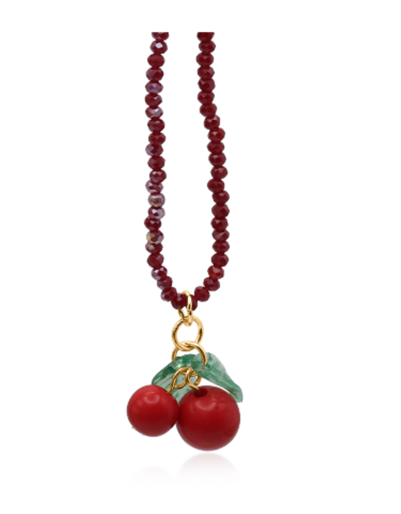 BURGUBDY SMALL CHERRY NECKLACE