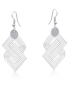 SILVER SIENA LABYRINTH GEOMETRIAL EARRINGS