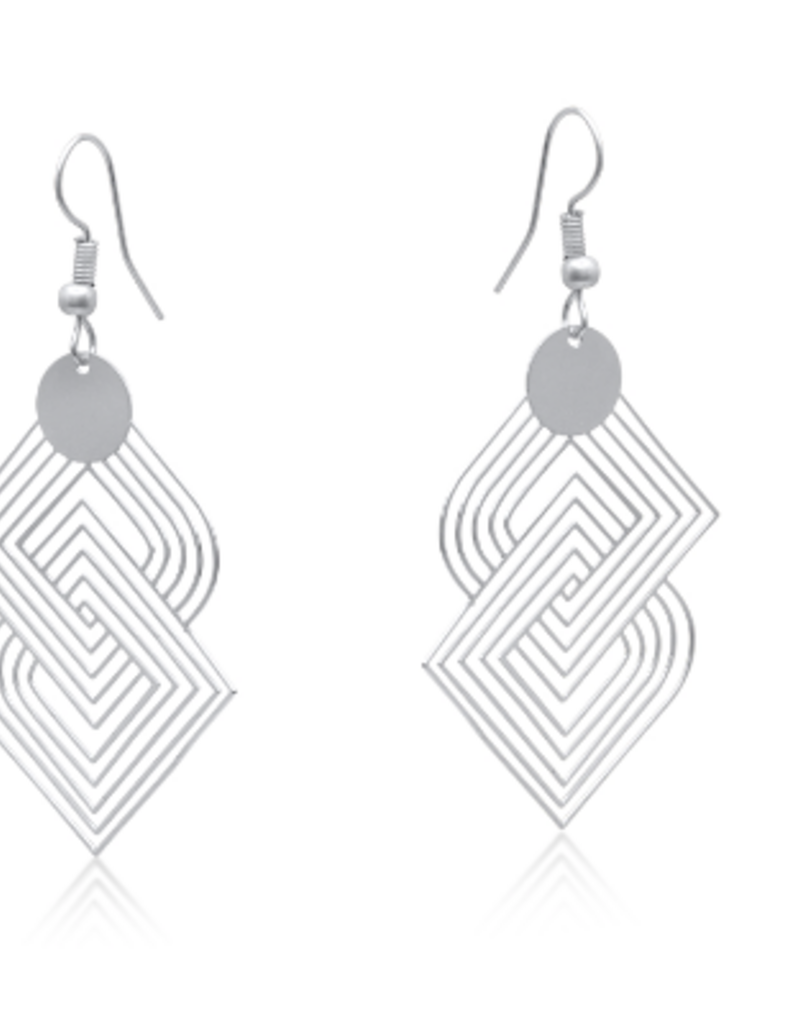 SILVER SIENA LABYRINTH GEOMETRIAL EARRINGS