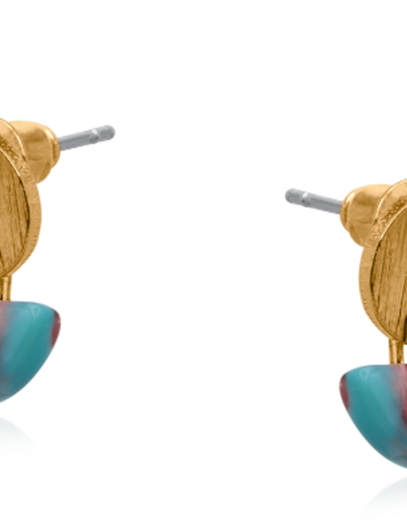 BLUE RED GENOA RESIN EARRINGS