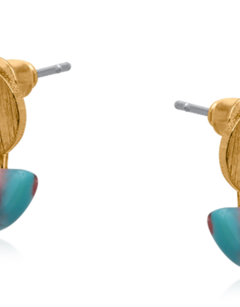 BLUE RED GENOA RESIN EARRINGS