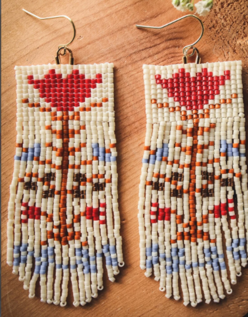 RED BEADED FRINGE EARRINGS