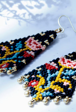 HANDWOVEN BEADED NIGHT BLOOM DROP EARRING