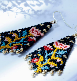 HANDWOVEN BEADED NIGHT BLOOM DROP EARRING