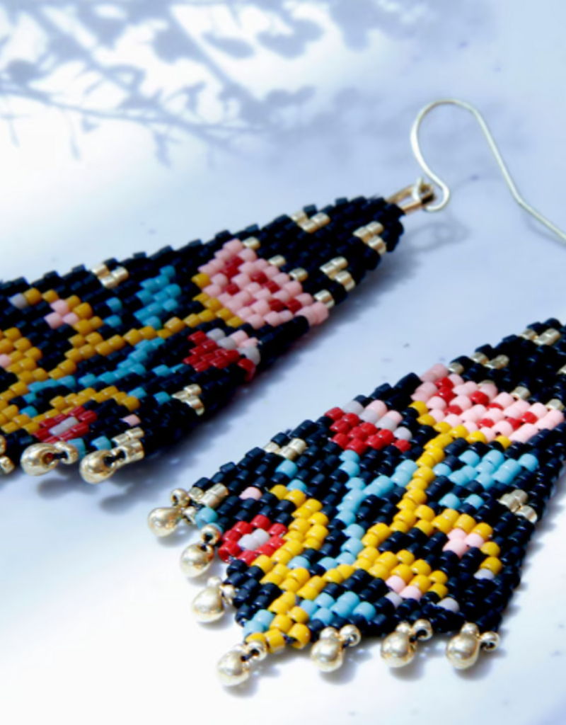 HANDWOVEN BEADED NIGHT BLOOM DROP EARRING