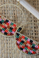 BEADED HANDWOVEN PATCHWORK CIRCLE EARRINGS-SWEET ESCAPE