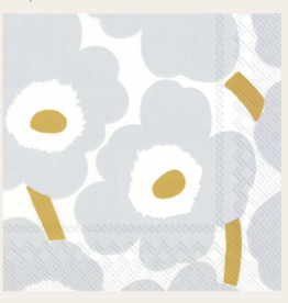 UNIKKO WHITE SILVER BEVERAGE NAPKIN