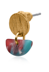 BLUE RED GENOA RESIN EARRINGS