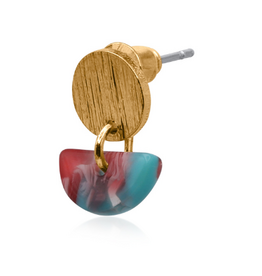 BLUE RED GENOA RESIN EARRINGS