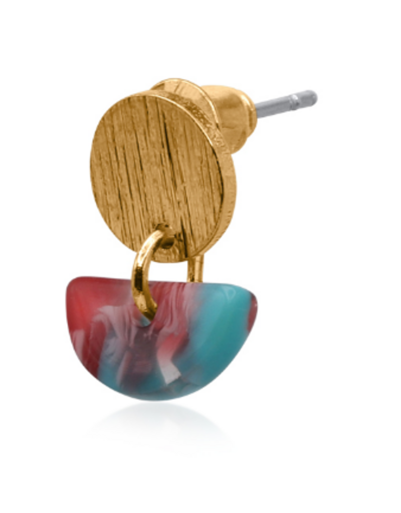 BLUE RED GENOA RESIN EARRINGS