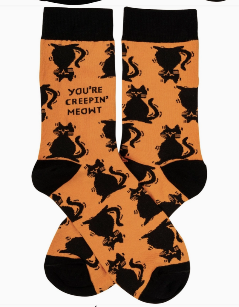 PRIMITIVES BY KATHY YOU'RE CREEPIN MEOWT SOCKS