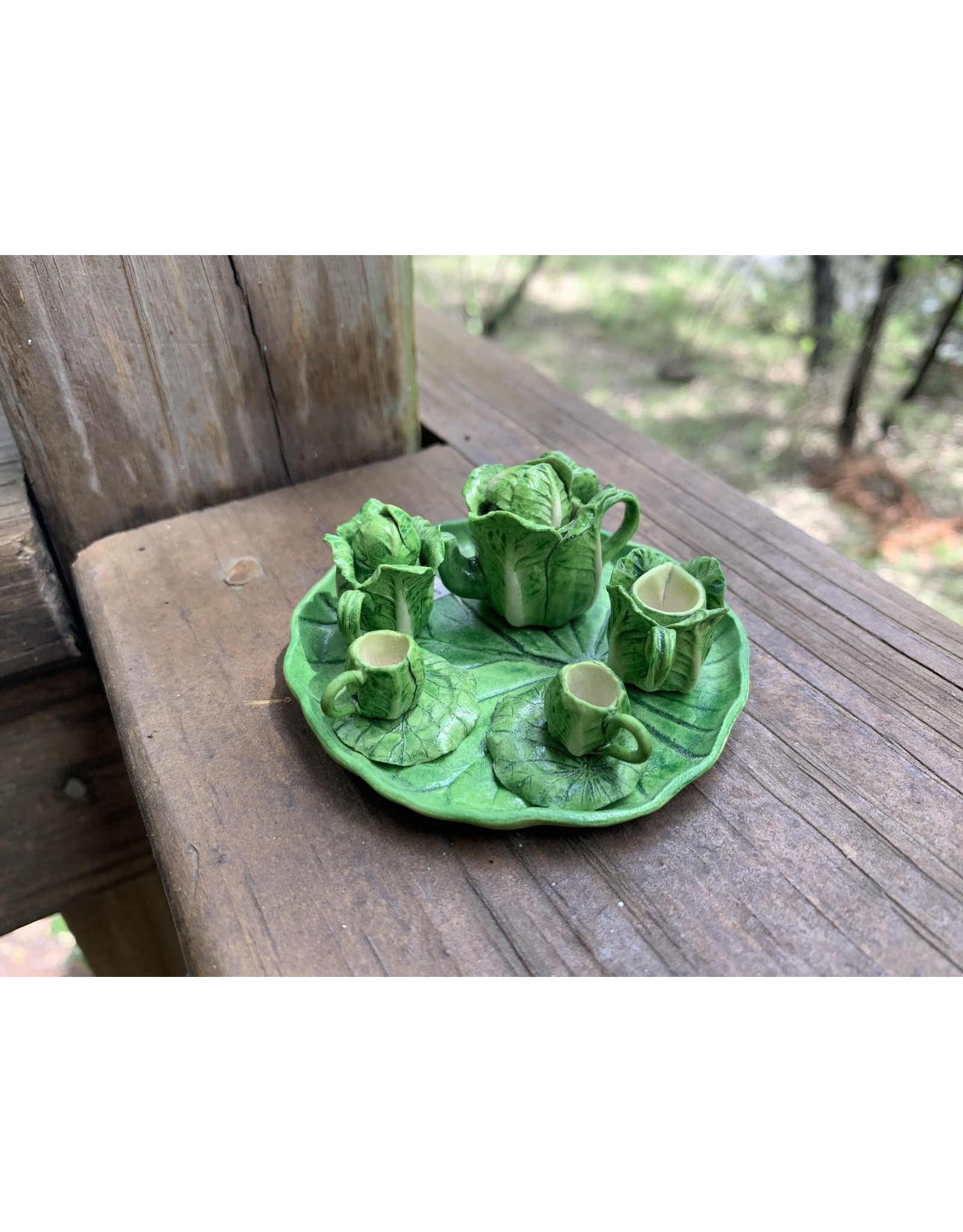 Mini Tea Set Lettuce Leaf or Artichoke