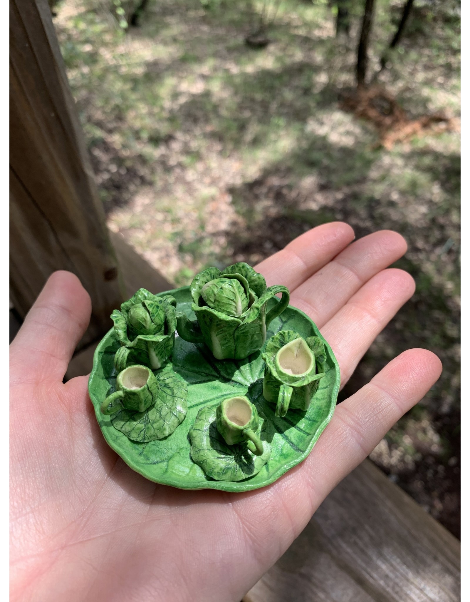 Mini Tea Set Lettuce Leaf or Artichoke