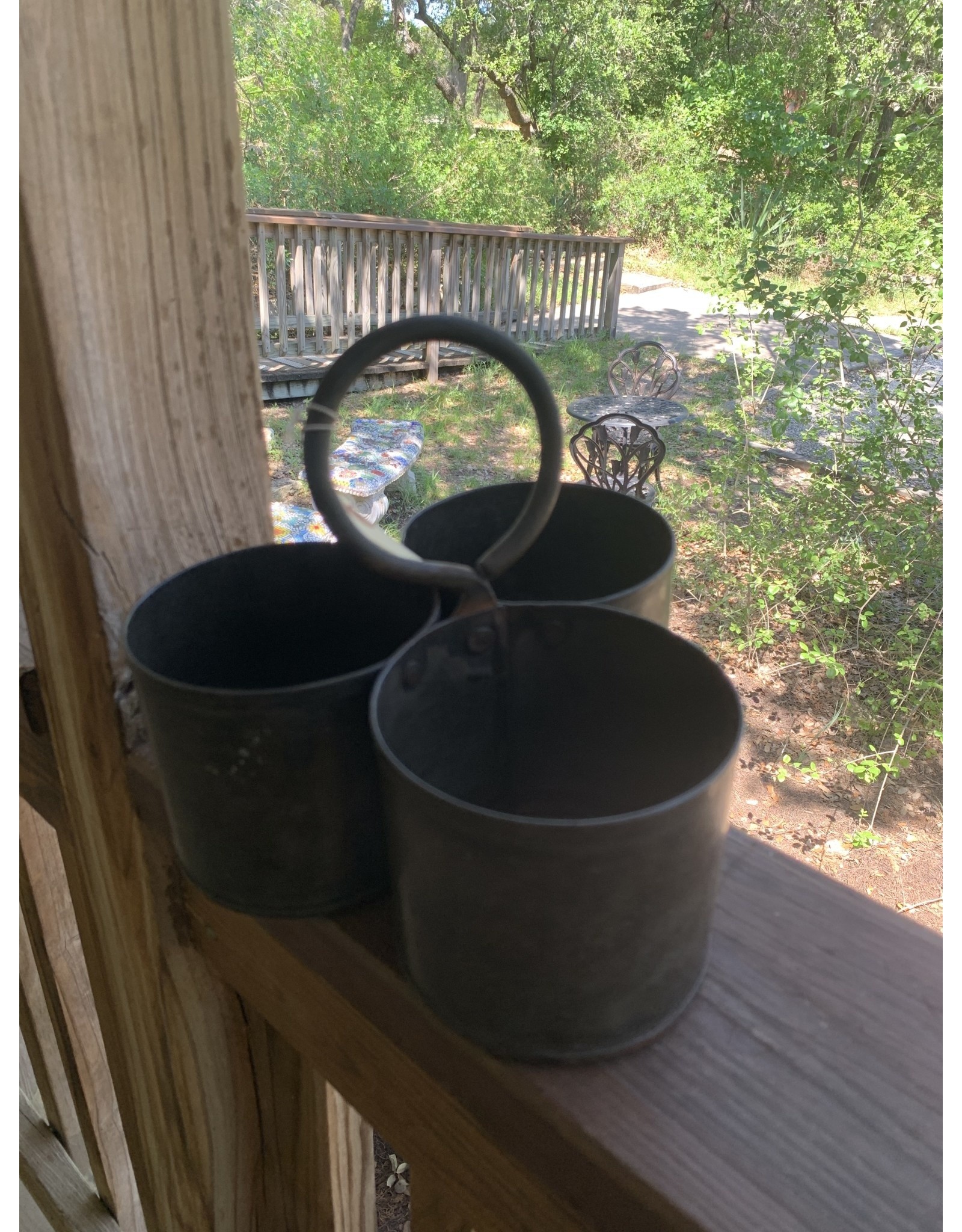 Vintage Metal Utensil Holder- triple