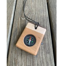 Compass Necklace in Wooden Frame. U.S. Made